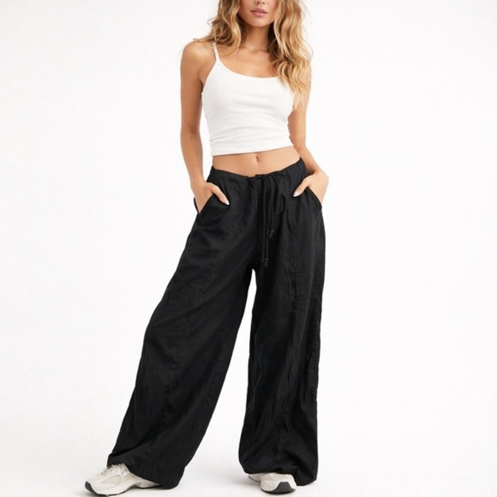 MOTEL Phil Wide Leg Trouser in Cotton Rami Black SIze‎ M NWOT